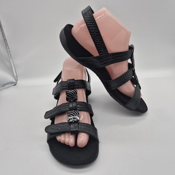 Vionic Women's Sandals Size 9 EU 40 Black Strappy Croc Print (191 ) - Picture 2 of 9
